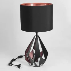 Lampe De Table Marang Cuivre, Noir, 1 Lumiere