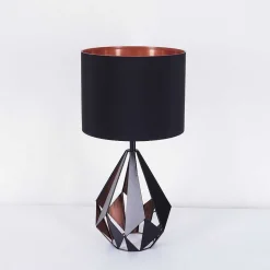 Lampe De Table Marang Cuivre, Noir, 1 Lumiere