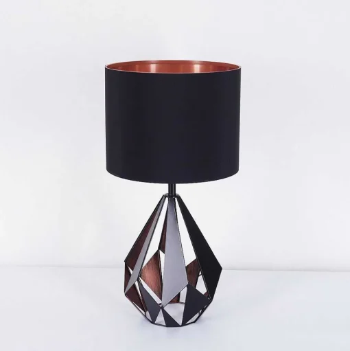 Lampe De Table Marang Cuivre, Noir, 1 Lumiere