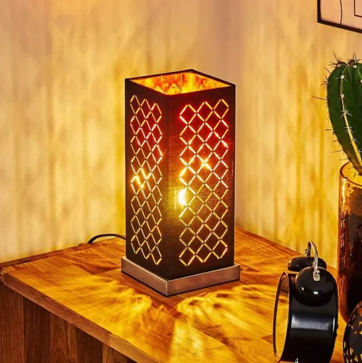 Lampe De Table Meldal Nickel Mat, Noir, 1 Lumiere