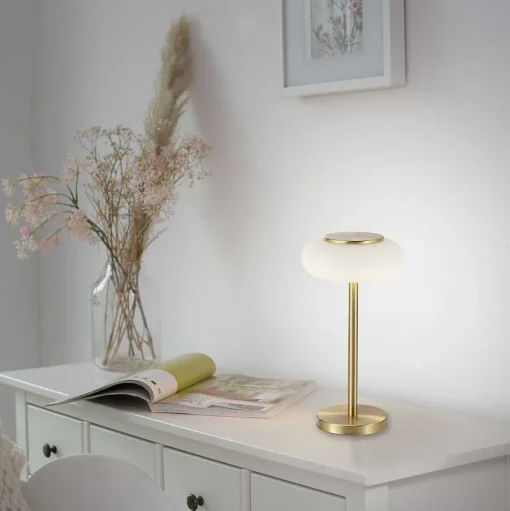 Lampe De Table Paul Neuhaus Q-Etienne Led Laiton, 1 Lumiere, Telecommandes