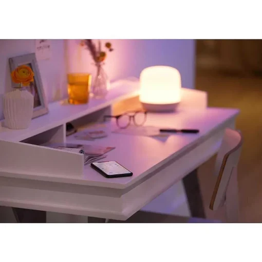 Lampe De Table Philips Wiz Hero Led Blanc, 1 Lumiere, Telecommandes, Changeur De Couleurs