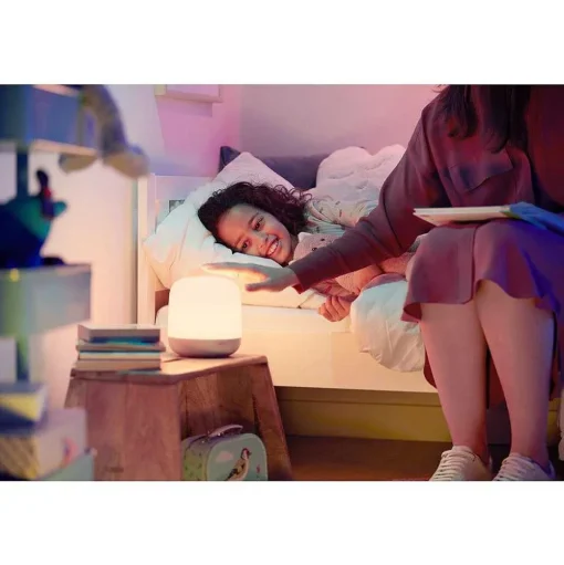 Lampe De Table Philips Wiz Hero Led Blanc, 1 Lumiere, Telecommandes, Changeur De Couleurs