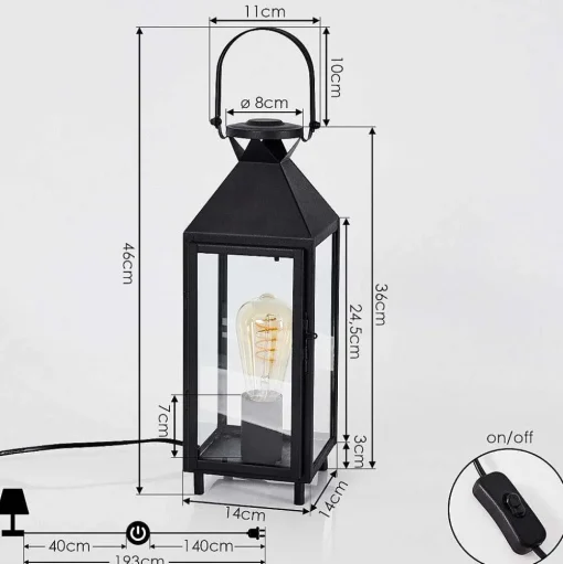 Lampe De Table Raupunga Noir, 1 Lumiere