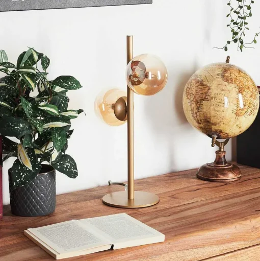 Lampe De Table Remaisnil Laiton, 2 Lumieres
