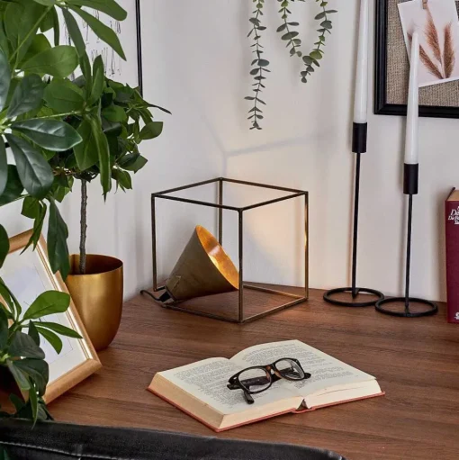 Lampe De Table Samboc Argent Oxyde, 1 Lumiere