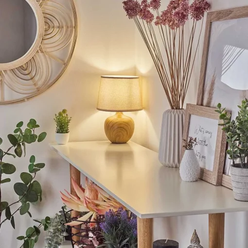Lampe De Table Stampa Brun, Couleur Bois, 1 Lumiere