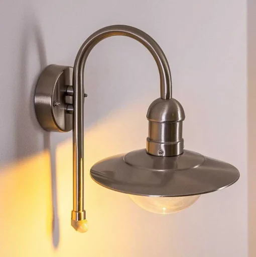 Lampe Murale D'Exterieur Elima Acier Inoxydable, 1 Lumiere, Detecteur De Mouvement