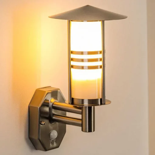 Lampe Murale D'Exterieur Forli Acier Inoxydable, 1 Lumiere, Detecteur De Mouvement