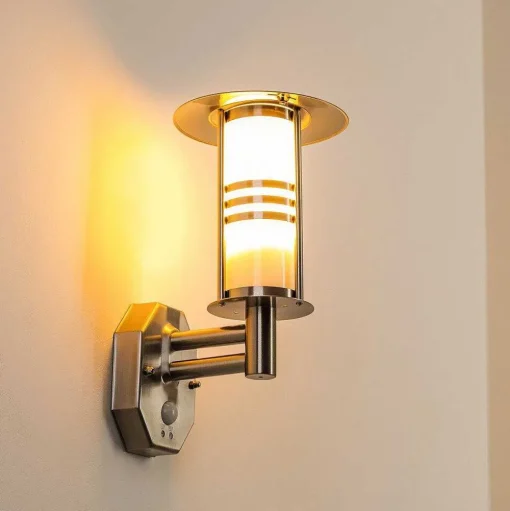 Lampe Murale D'Exterieur Forli Acier Inoxydable, 1 Lumiere, Detecteur De Mouvement