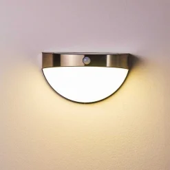 Lampe Solaire Basra Led Chrome, 1 Lumiere, Detecteur De Mouvement