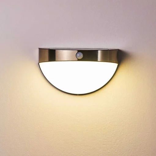 Lampe Solaire Basra Led Chrome, 1 Lumiere, Detecteur De Mouvement