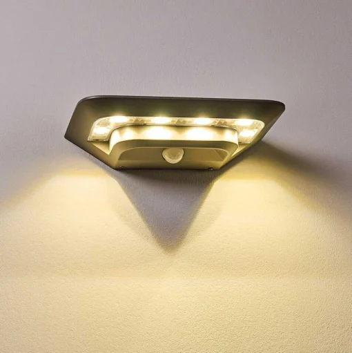 Lampe Solaire Camden Led Gris, 1 Lumiere, Detecteur De Mouvement