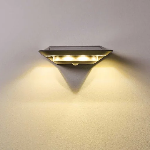 Lampe Solaire Camden Led Gris, 1 Lumiere, Detecteur De Mouvement
