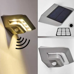 Lampe Solaire Camden Led Gris, 1 Lumiere, Detecteur De Mouvement