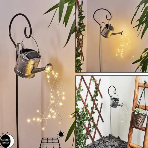 Lampe Solaire Dalen Led Noir, Argente, 28 Lumieres