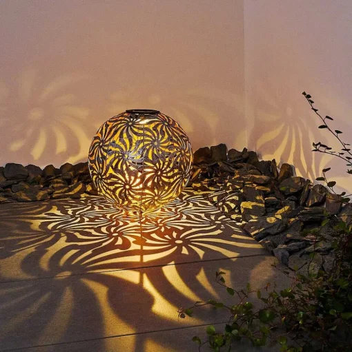 Lampe Solaire Gilbert Led Argent Oxyde, Or, 1 Lumiere