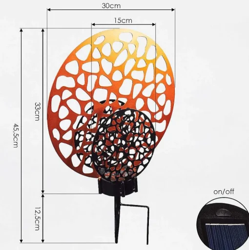 Lampe Solaire Mesan Led Rouille, Noir, 2 Lumieres