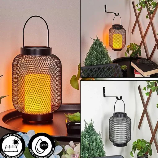 Lampe Solaires Anjullan Led Noir, 1 Lumiere