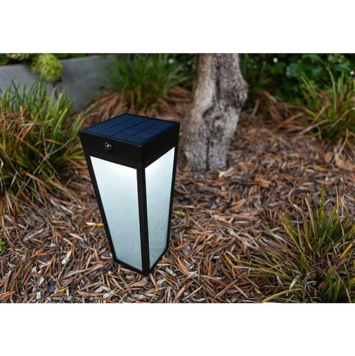 Lampe Solaires Lutec Dias Led Noir, 1 Lumiere, Detecteur De Mouvement, Changeur De Couleurs