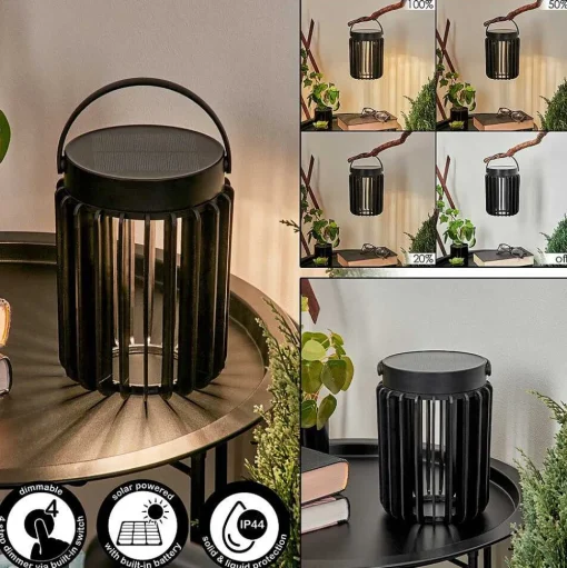 Lampe Solaires Rossina Led Noir, 1 Lumiere