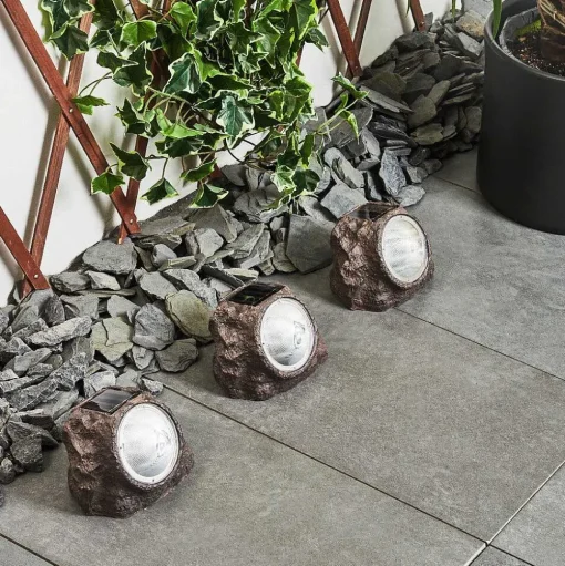Lot De 3 Lampes Solaires Sameo Led Brun, 4 Lumieres