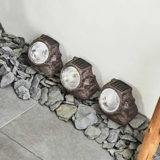 Lot De 3 Lampes Solaires Sameo Led Brun, 4 Lumieres