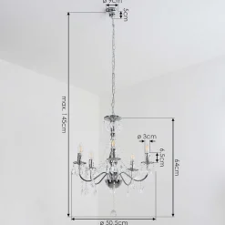 Lustre Cheop Chrome, Transparent, 5 Lumieres