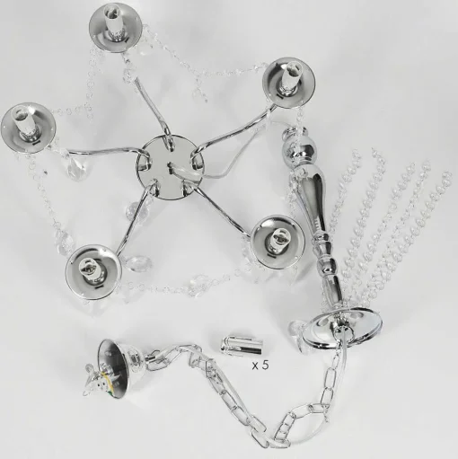 Lustre Cheop Chrome, Transparent, 5 Lumieres