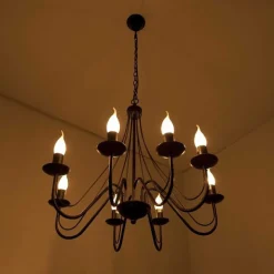 Lustre Lucide Corona Rouille, Noir, 8 Lumieres