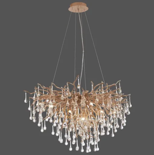 Lustre Paul Neuhaus Icicle Vieux Laiton, 10 Lumieres