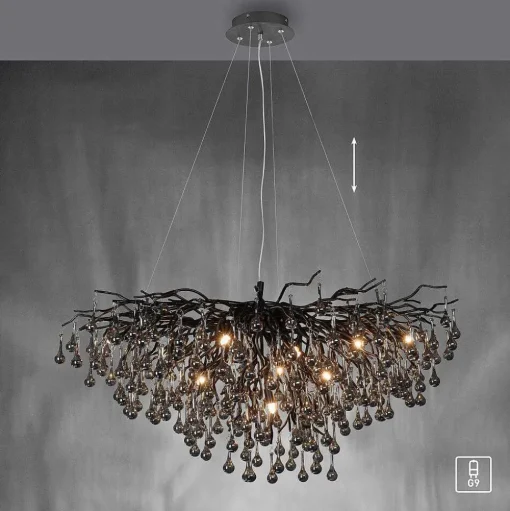 Lustre Paul Neuhaus Icicle Noir, 10 Lumieres