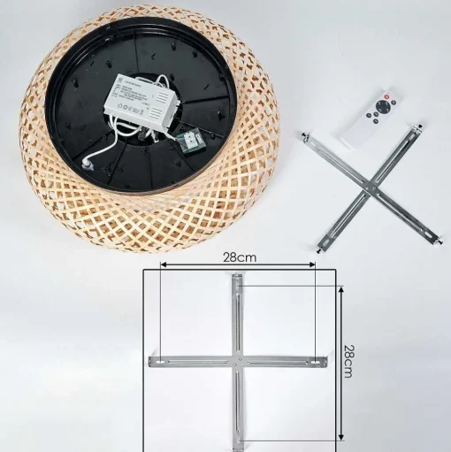Plafonnier 50 Cm Bauro Noir, 4 Lumieres, Telecommandes