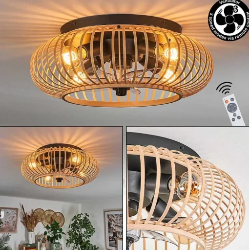 Plafonnier 50 Cm Oravi Noir, 4 Lumieres, Telecommandes
