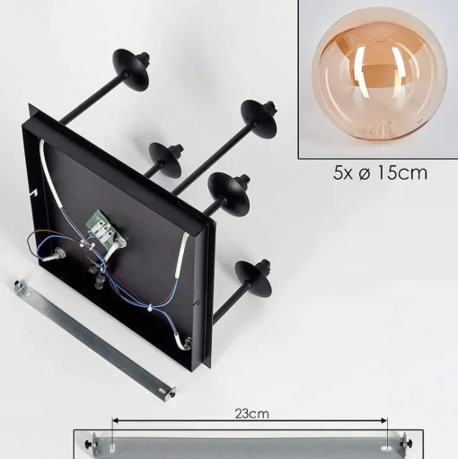 Plafonnier - Verre Chehalis Ambre, 5 Lumieres