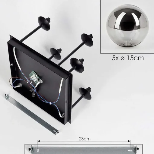 Plafonnier - Verre Chehalis Fume, 5 Lumieres