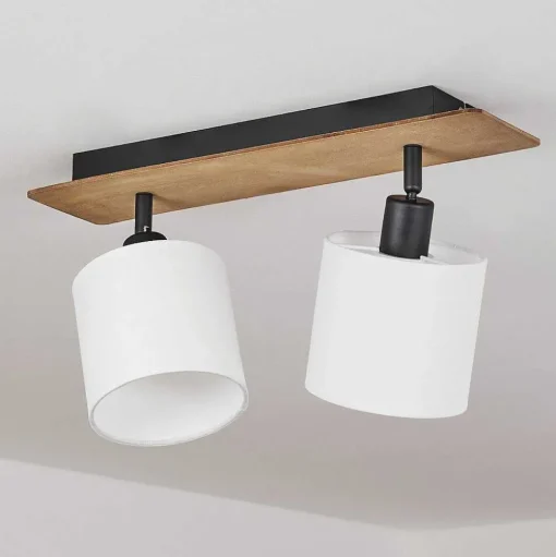 Plafonnier Alsen Bois Fonce, Noir, 2 Lumieres
