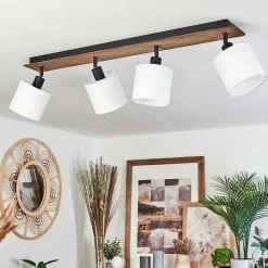 Plafonnier Alsen Bois Fonce, Noir, 4 Lumieres