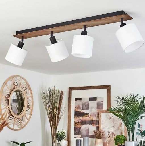 Plafonnier Alsen Bois Fonce, Noir, 4 Lumieres