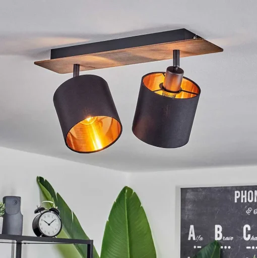 Plafonnier Alsen Bois Fonce, Noir, 2 Lumieres