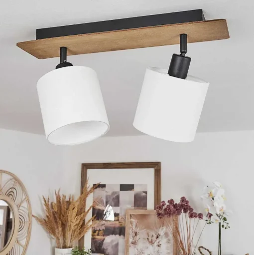 Plafonnier Alsen Bois Fonce, Noir, 2 Lumieres