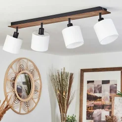 Plafonnier Alsen Bois Fonce, Noir, 4 Lumieres
