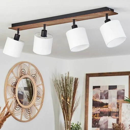 Plafonnier Alsen Bois Fonce, Noir, 4 Lumieres