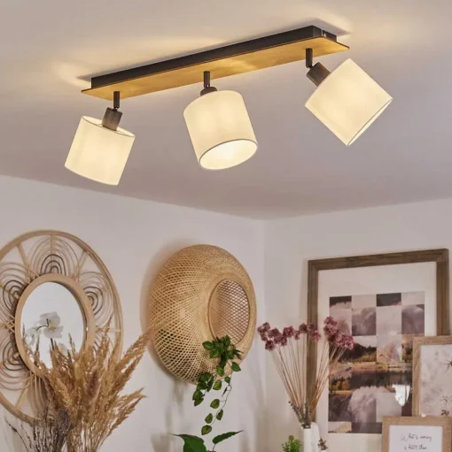 Plafonnier Alsen Bois Fonce, 3 Lumieres