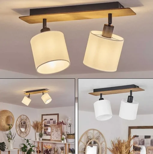 Plafonnier Alsen Bois Fonce, Noir, 2 Lumieres