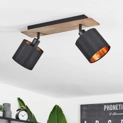 Plafonnier Alsen Bois Fonce, Noir, 2 Lumieres
