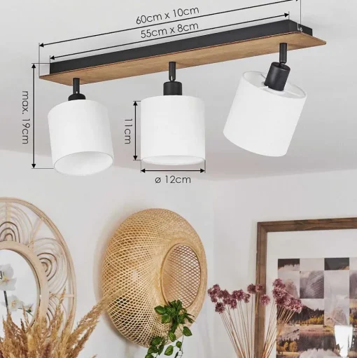 Plafonnier Alsen Bois Fonce, 3 Lumieres