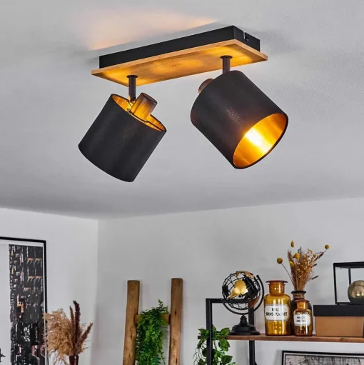 Plafonnier Alsen Ecru, Noir, 2 Lumieres