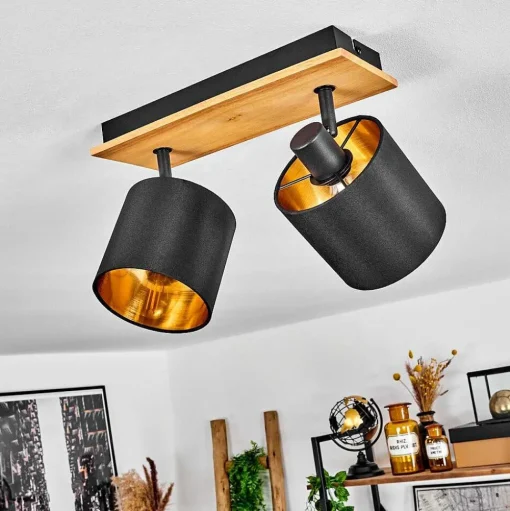 Plafonnier Alsen Ecru, Noir, 2 Lumieres