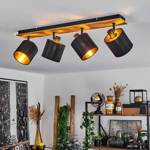 Plafonnier Alsen Ecru, Noir, 4 Lumieres